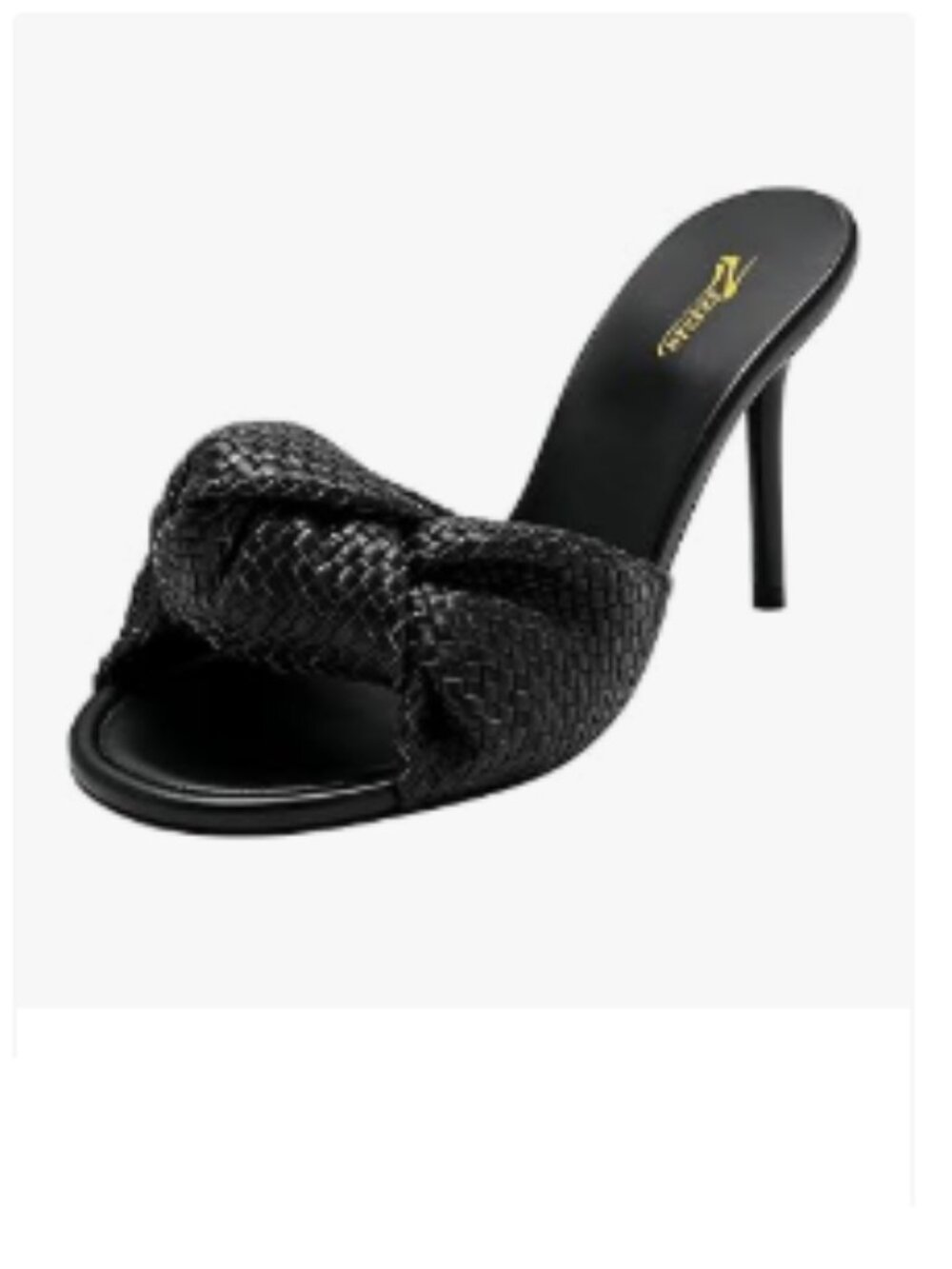 Zszszsu Black Chic Woven Knot Mule Stiletto High Heel Open Toe Slip On Sandal